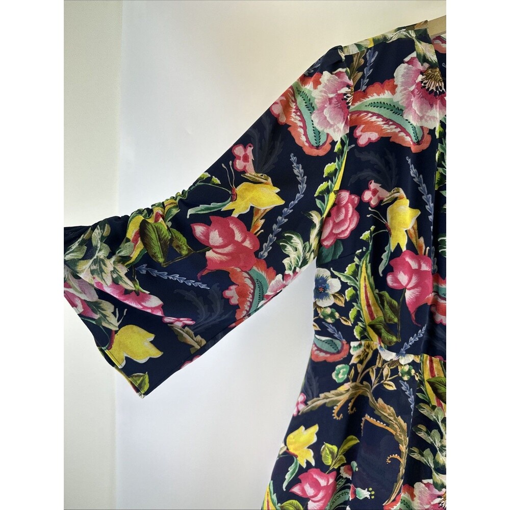 Soft Surroundings Samantha Maxi Dress Floral Faux Wrap Boho Whimsy Ruffle V-Neck - Picture 4 of 16